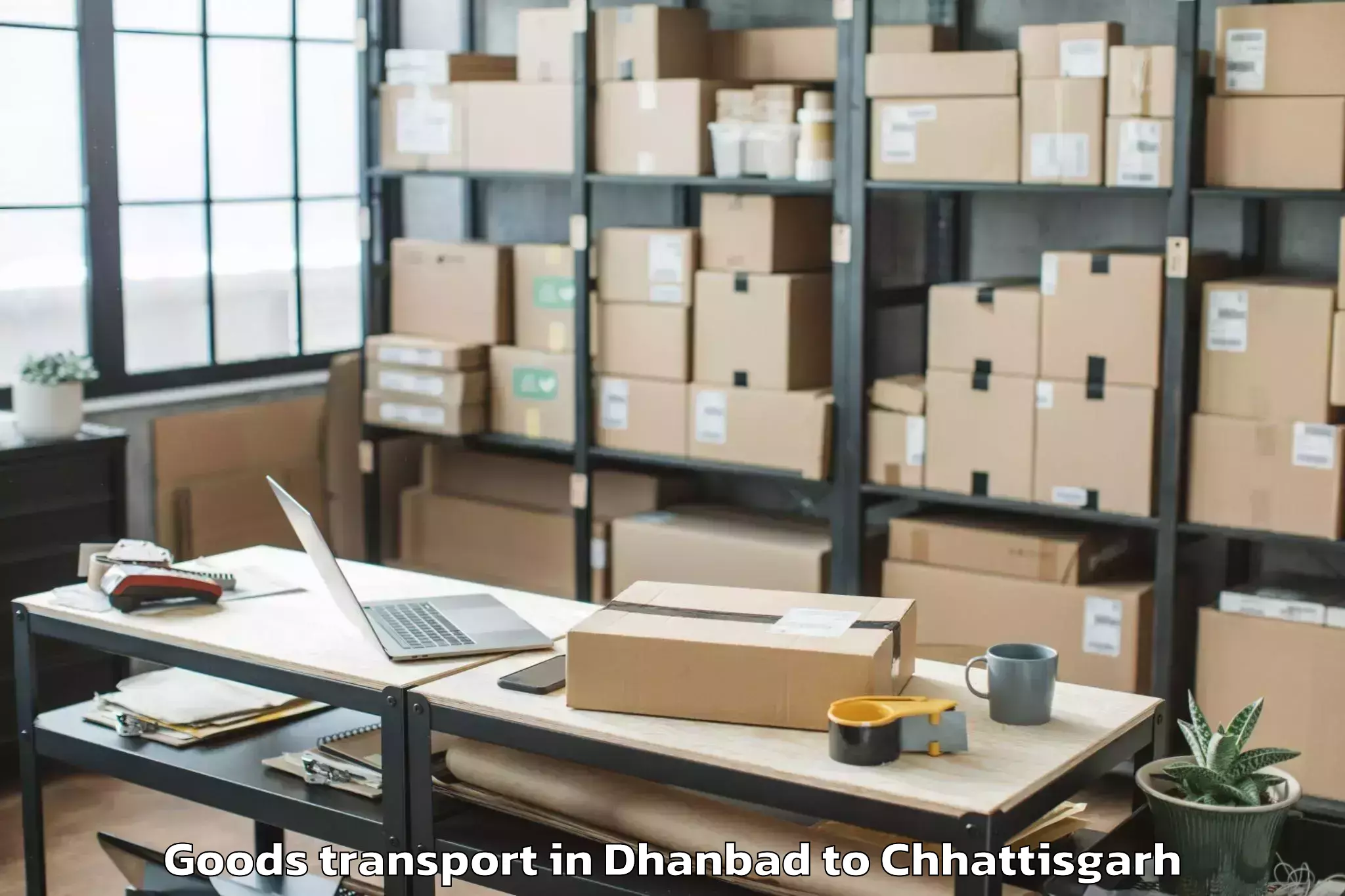 Reliable Dhanbad to Bilaspur Airport Pab Goods Transport